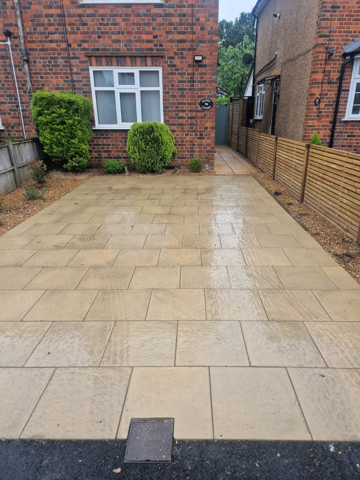 Natural stone and block paving entrance