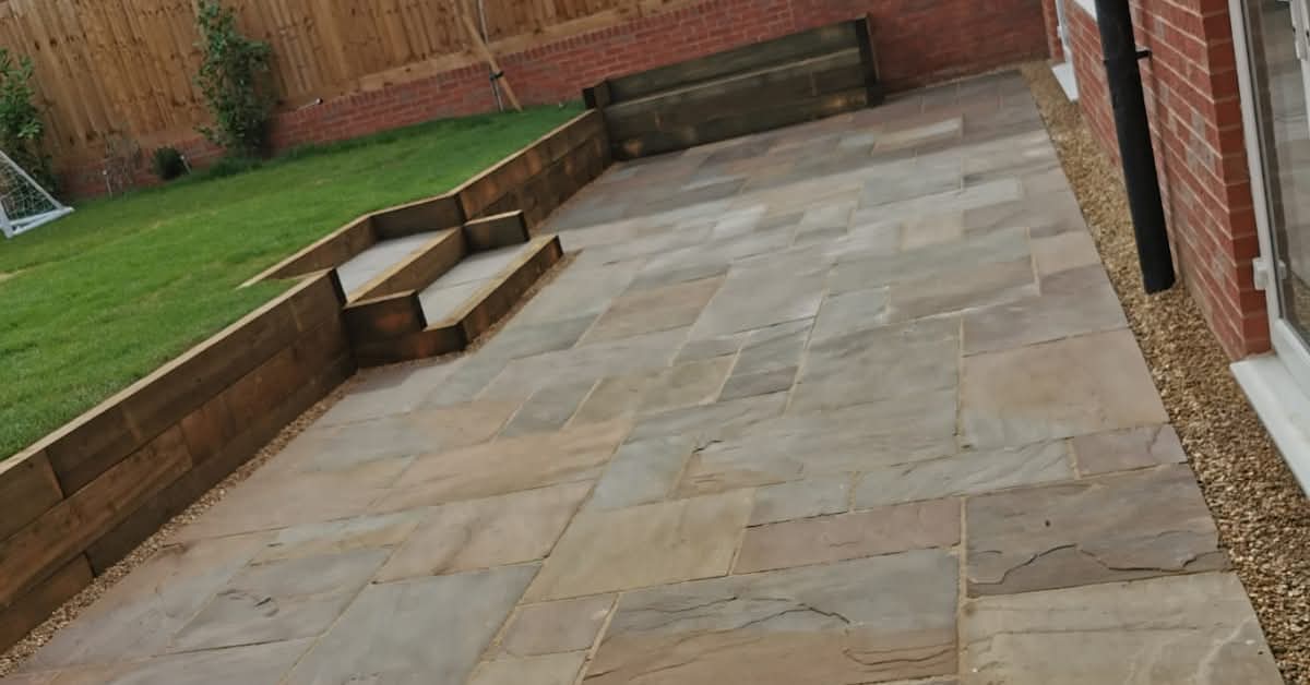 Engineered retaining brickwork and integrated stone steps